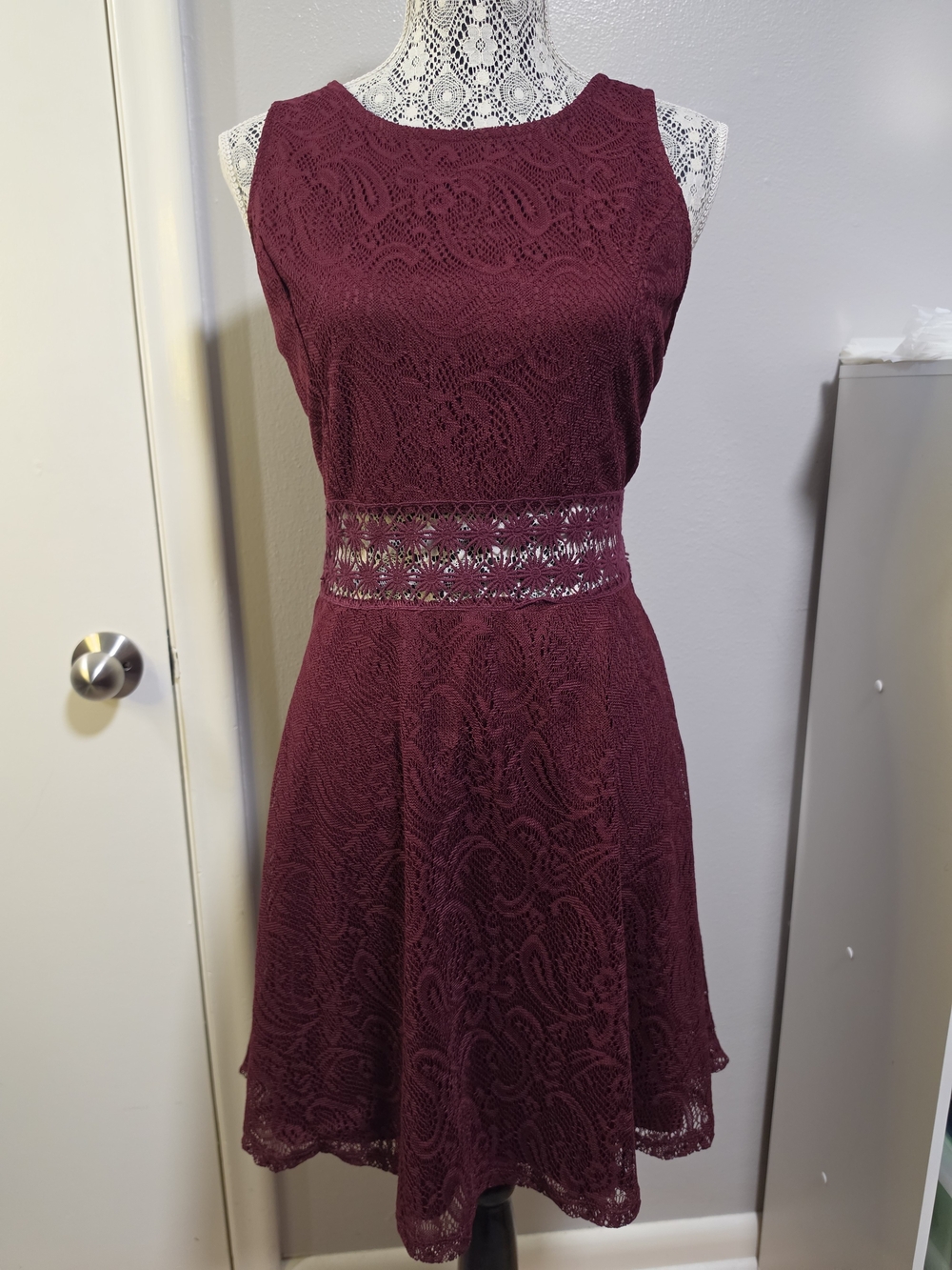 NWT rue21 Burgundy Crochet Lace Fit and Flare Dress XL